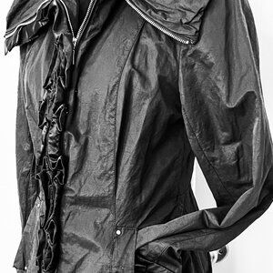 White House Black Market Black Waterproof Trench Coat - Medium, with 2 Belts